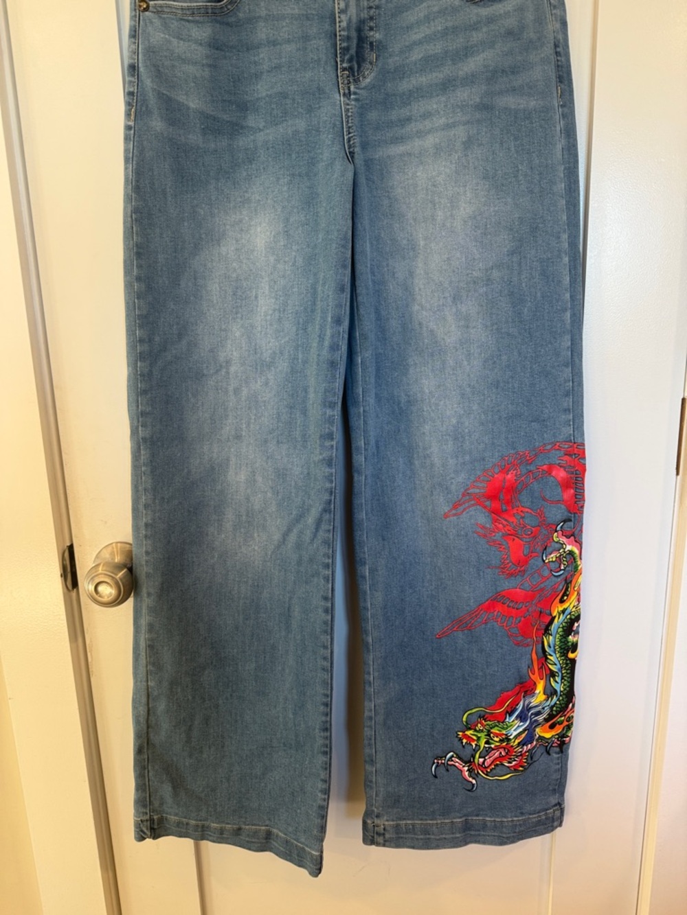 Ed Hardy Women's Blue Denim Jeans with Dragon - Picture 5 of 8